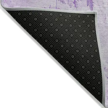 8' Lavender And Purple Round Floral Washable Indoor Outdoor Area Rug