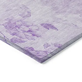 8' Lavender And Purple Round Floral Washable Indoor Outdoor Area Rug