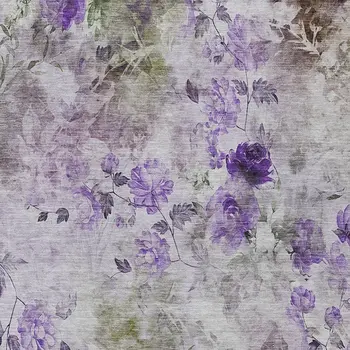 3' X 5' Purple Lavender And Artichoke Green Floral Washable Indoor Outdoor Area Rug