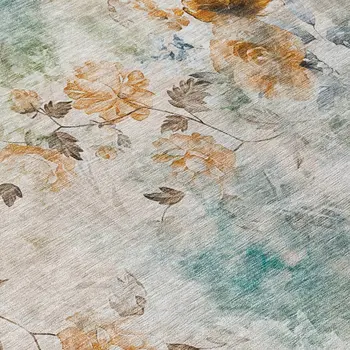 8' Teal Blue And Green Round Floral Washable Indoor Outdoor Area Rug
