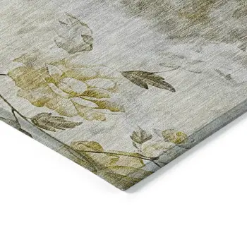 5' X 8' Taupe Ivory And Tan Floral Washable Indoor Outdoor Area Rug