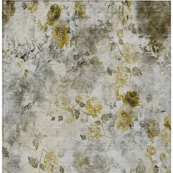 8' X 10' Taupe Ivory And Tan Floral Washable Indoor Outdoor Area Rug