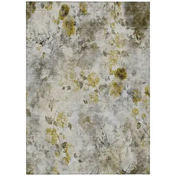 8' X 10' Taupe Ivory And Tan Floral Washable Indoor Outdoor Area Rug