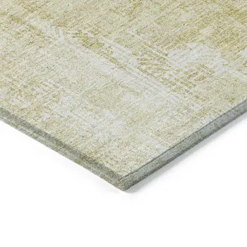 9' X 12' Beige Tan And Ivory Abstract Washable Indoor Outdoor Area Rug