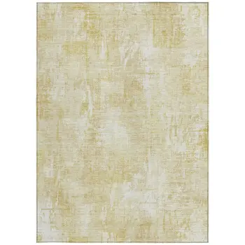 9' X 12' Beige Tan And Ivory Abstract Washable Indoor Outdoor Area Rug