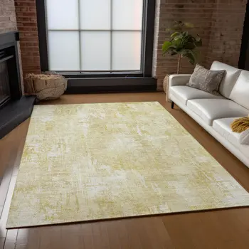 9' X 12' Beige Tan And Ivory Abstract Washable Indoor Outdoor Area Rug