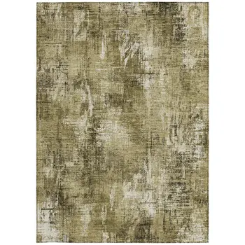 5' X 8' Brown Taupe And Ivory Abstract Washable Indoor Outdoor Area Rug