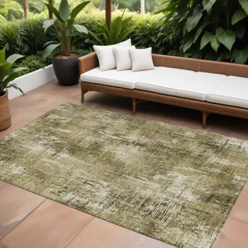 9' X 12' Brown Taupe And Ivory Abstract Washable Indoor Outdoor Area Rug