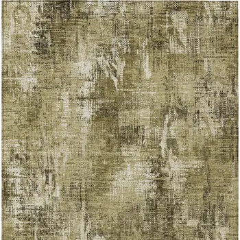 10' X 14' Brown Taupe And Ivory Abstract Washable Indoor Outdoor Area Rug