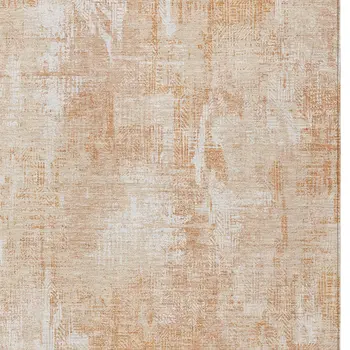 3' X 5' Coral Peach And Ivory Abstract Washable Indoor Outdoor Area Rug