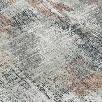 8' X 10' Taupe Gray And Copper Abstract Washable Indoor Outdoor Area Rug