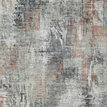 10' X 14' Taupe Gray And Copper Abstract Washable Indoor Outdoor Area Rug