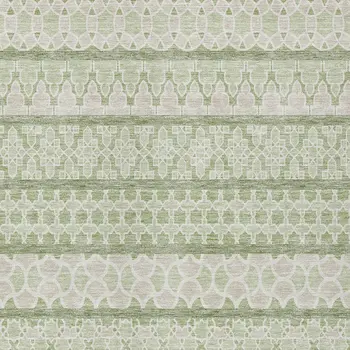 5' X 8' Artichoke Green And Ivory Quatrefoil Washable Indoor Outdoor Area Rug