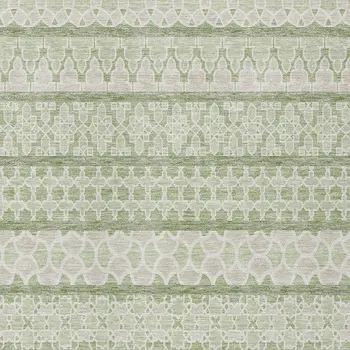 10' X 14' Artichoke Green And Ivory Quatrefoil Washable Indoor Outdoor Area Rug