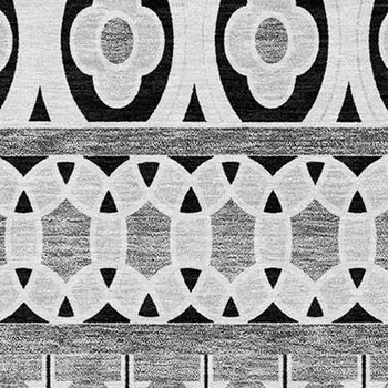 9' X 12' Black Gray And Ivory Quatrefoil Washable Indoor Outdoor Area Rug