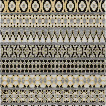 10' X 14' Charcoal Gray And Gold Quatrefoil Washable Indoor Outdoor Area Rug
