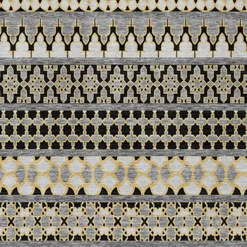 10' X 14' Charcoal Gray And Gold Quatrefoil Washable Indoor Outdoor Area Rug