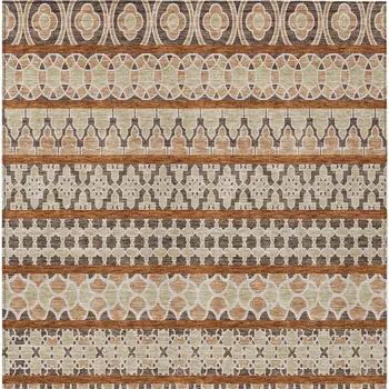 8' X 10' Chocolate And Taupe Quatrefoil Washable Indoor Outdoor Area Rug