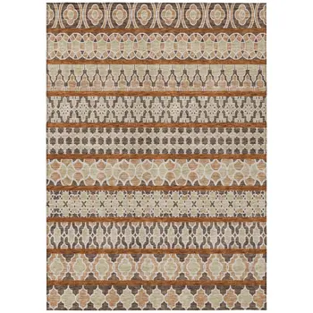 10' X 14' Chocolate And Taupe Quatrefoil Washable Indoor Outdoor Area Rug
