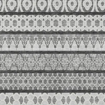 3' X 5' Gray Charcoal And Silver Quatrefoil Washable Indoor Outdoor Area Rug