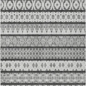 5' X 8' Gray Charcoal And Silver Quatrefoil Washable Indoor Outdoor Area Rug