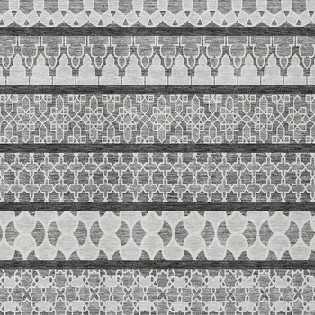 10' X 14' Gray Charcoal And Silver Quatrefoil Washable Indoor Outdoor Area Rug
