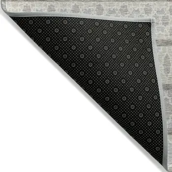 5' X 8' Ivory Beige And Taupe Quatrefoil Washable Indoor Outdoor Area Rug