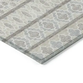 8' X 10' Ivory Beige And Taupe Quatrefoil Washable Indoor Outdoor Area Rug