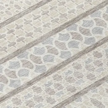 8' X 10' Ivory Beige And Taupe Quatrefoil Washable Indoor Outdoor Area Rug