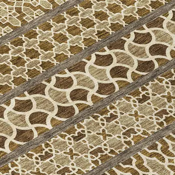 5' X 8' Brown And Taupe Quatrefoil Washable Indoor Outdoor Area Rug