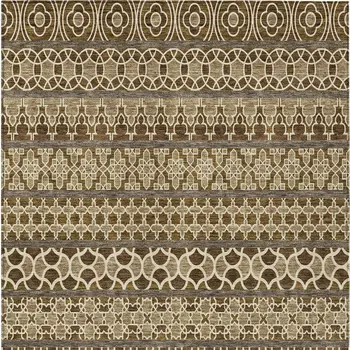 8' X 10' Brown And Taupe Quatrefoil Washable Indoor Outdoor Area Rug