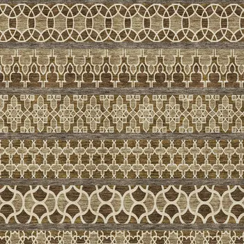 9' X 12' Brown And Taupe Quatrefoil Washable Indoor Outdoor Area Rug