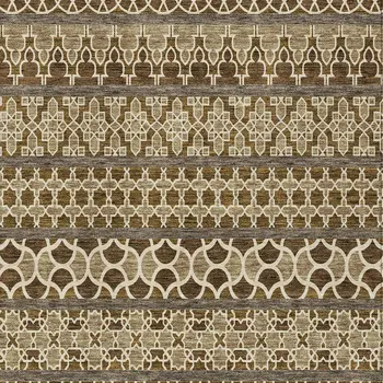 10' X 14' Brown And Taupe Quatrefoil Washable Indoor Outdoor Area Rug