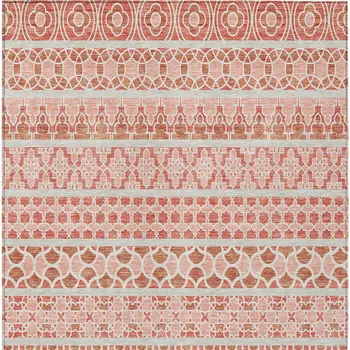 9' X 12' Salmon Beige And Copper Quatrefoil Washable Indoor Outdoor Area Rug