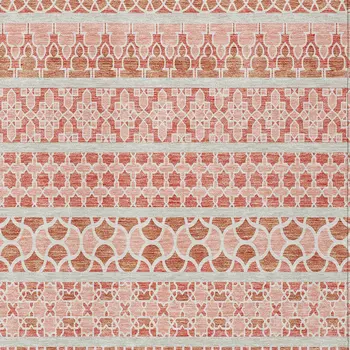 10' X 14' Salmon Beige And Copper Quatrefoil Washable Indoor Outdoor Area Rug