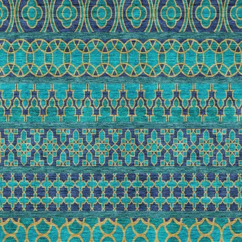 10' X 14' Teal Blue And Navy Blue Quatrefoil Washable Indoor Outdoor Area Rug