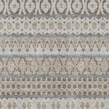 3' X 5' Taupe Beige And Gray Quatrefoil Washable Indoor Outdoor Area Rug