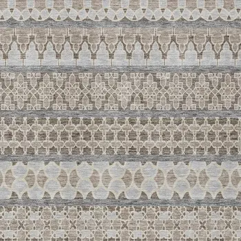 5' X 8' Taupe Beige And Gray Quatrefoil Washable Indoor Outdoor Area Rug