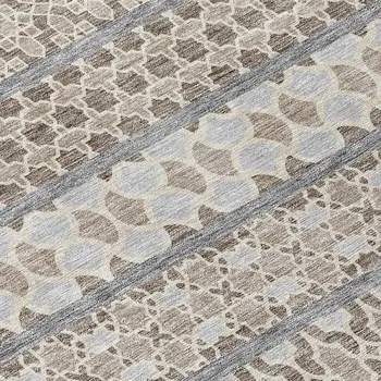 5' X 8' Taupe Beige And Gray Quatrefoil Washable Indoor Outdoor Area Rug