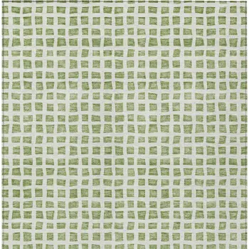 3' X 5' Artichoke Green And Ivory Geometric Washable Indoor Outdoor Area Rug