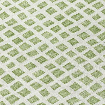 3' X 5' Artichoke Green And Ivory Geometric Washable Indoor Outdoor Area Rug