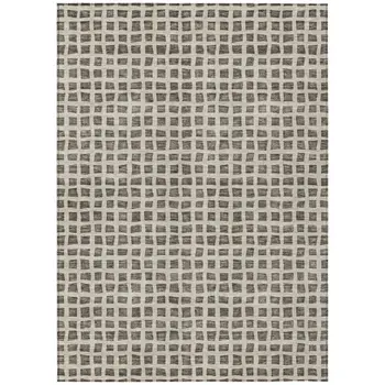 8' X 10' Brown Taupe And Ivory Geometric Washable Indoor Outdoor Area Rug