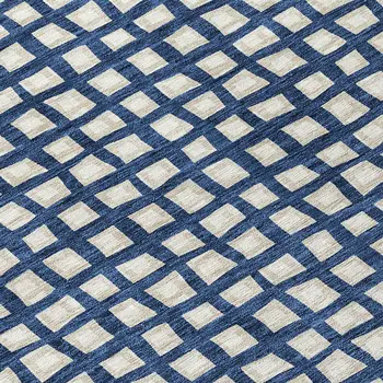 5' X 8' Navy Blue And Ivory Geometric Washable Indoor Outdoor Area Rug