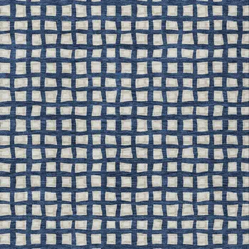 8' X 10' Navy Blue And Ivory Geometric Washable Indoor Outdoor Area Rug