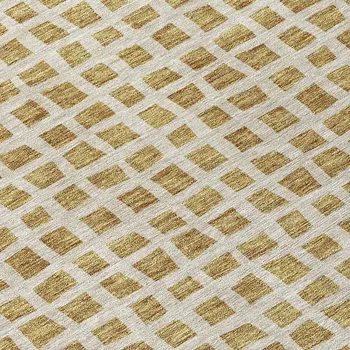 3' X 5' Gold And Beige Geometric Washable Indoor Outdoor Area Rug