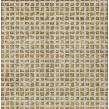 5' X 8' Gold And Beige Geometric Washable Indoor Outdoor Area Rug