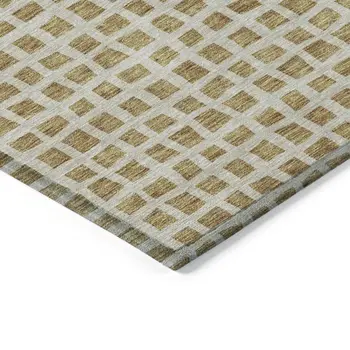 5' X 8' Gold And Beige Geometric Washable Indoor Outdoor Area Rug