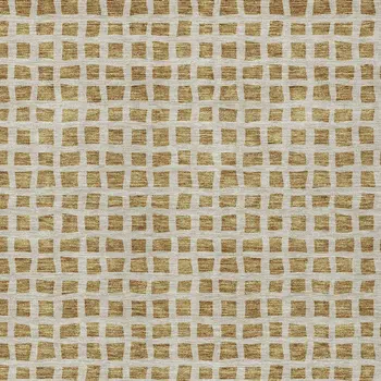 9' X 12' Gold And Beige Geometric Washable Indoor Outdoor Area Rug