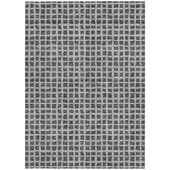 3' X 5' Graphite Gray And Silver Geometric Washable Indoor Outdoor Area Rug