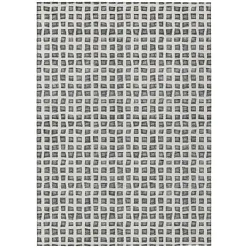 8' X 10' Gray Charcoal And Silver Geometric Washable Indoor Outdoor Area Rug